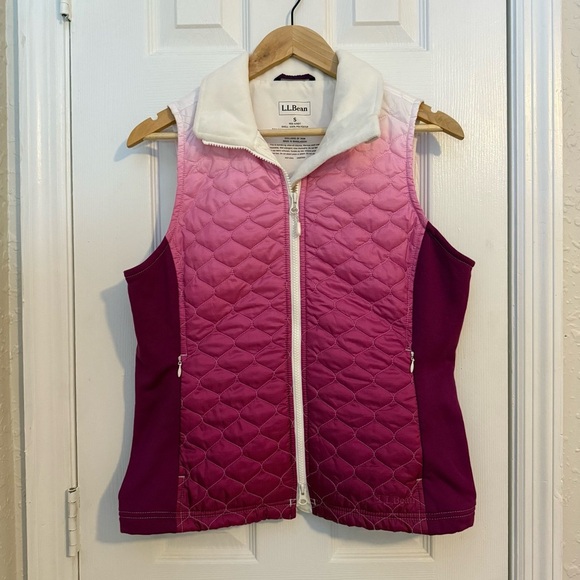 L.L. Bean Jackets & Blazers - L.L. Bean Vest Women Pink Ombre Poly Blend Full Zip Mock Neck Quilted Small